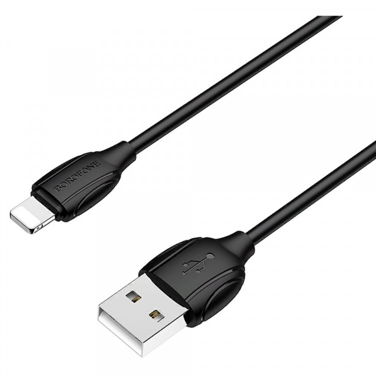Кабель USB-8 pin Borofone BX19 1.0м,круглый, 2.4A,силикон чёрный