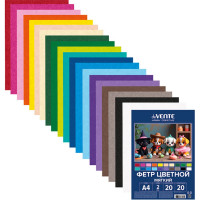Набор цветного фетра А4 20 листов 20 цветов (deVENTE) Яркие цвета мягкий 2 мм арт.8113500