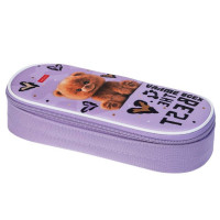 Пенал 1 отделение овальный (Hatber) Пушистый мишка с карманом 220х90х50мм арт.NPk_73282