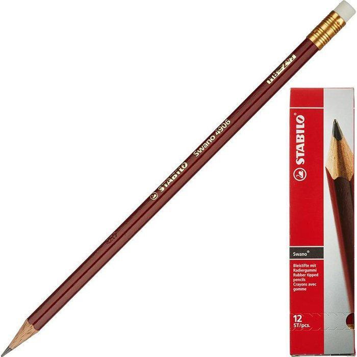 Карандаш чернографитный  STABILO с ласт Swano НВ арт.4906 (Ст.12)