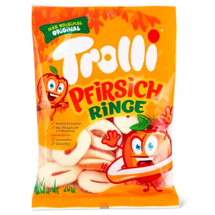 Жевательный мармелад Trolli Персиковые кольца 150гр  (Ст.21)