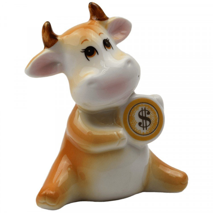 Статуэтка СГ "Бычок Янтарь с монеткой" 7,5*6,5см арт.541-293