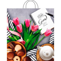 Пакет ПВД с ручкой петля "Завтрак" 38*42+6см 40мкм арт.ПТЛ47682