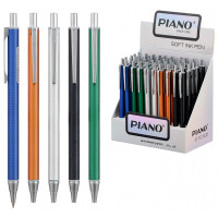 Ручка шариковая автоматическая (PIANO) непрозрачный корпус рез.упор, синий, 0,7мм, масло металлический корпус арт.РТ-033 (Ст.50/1200)