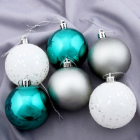 Набор шаров 06см 06шт/наб. "Филиси" серый/белый/бирюзовый арт.4193053