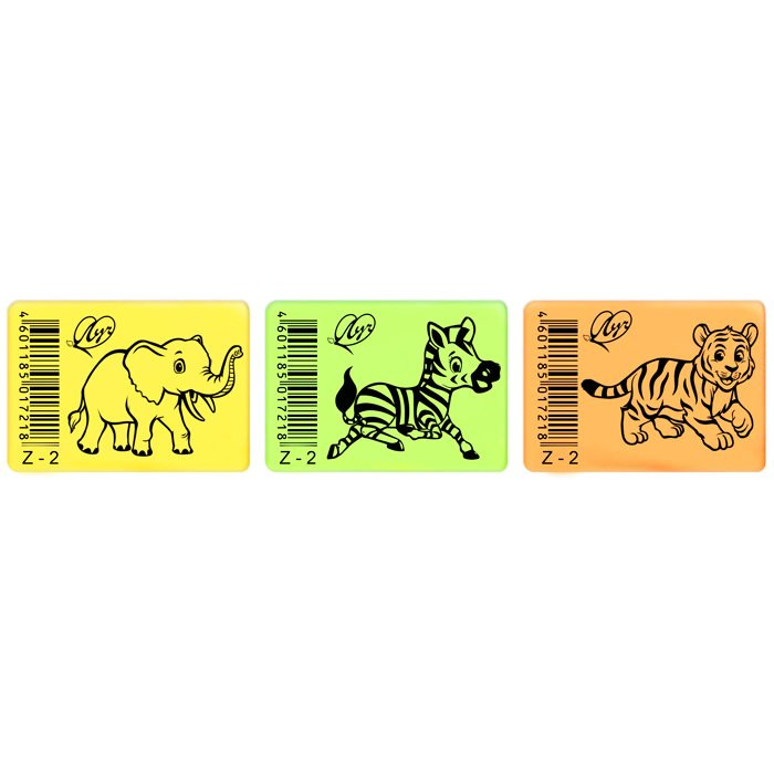 Ластик (ЛУЧ) ZOO Z1 (35*25*8мм) флуоресцентный ассорти арт.31С 1968-08