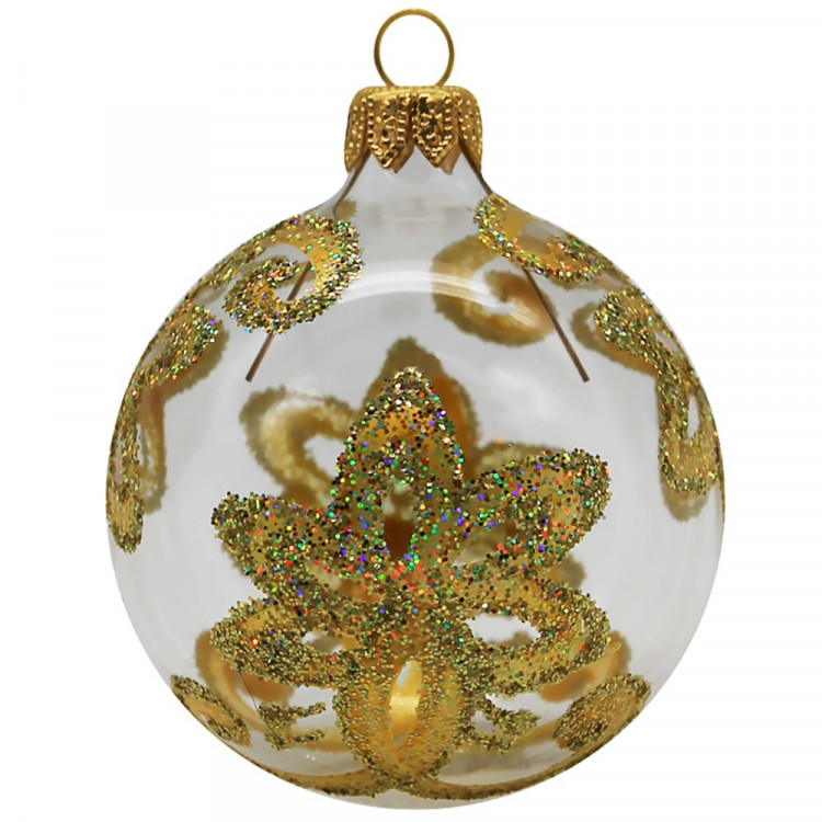 Шар стекло 08см "Золотой цветок" п/у арт.КУ-80-224244