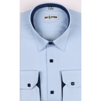 Сорочка подростковая приталенная длинный рукав размерный ряд 37/158-164 -41/176-182 цвет голубой Brostem арт.1LX212+2X** на кнопках