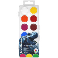 Акварель 12 цветов (ErichKrause) Techno Dino пластиковая коробка без кисти арт 65411
