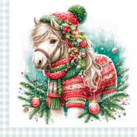 Салфетки бумажные 33*33см 3 слоя 20шт/уп. Bouquet "Новогодний пони" арт.25430