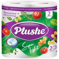 Полотенце бумажное 2-слоя 2 рулона в упаковке 10 метров "СпасиPlushe Super Light" белое  (Ст.12)