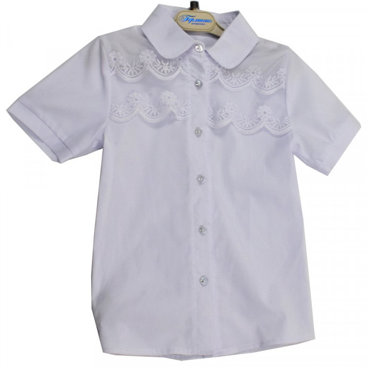 Блузка для девочки (MULTIBREND) короткий рукав цвет белый арт.456 размерный ряд 32/128-40/152