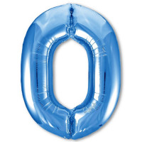 Шар фольгированный 102см Фигура "Цифра 0" синий арт.5155853