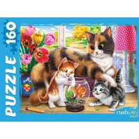 Пазл 160 элементов Кошка и котята (РК) арт. Ф160-3880