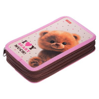 Пенал 2 отделения (Hatber) Пушистый мишка 190х110мм матовая ламинация 3D лак с таблицей умножения арт.NPn_47096