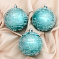 Набор шаров 08см 03шт/наб. "Морозный иней" цв.голубой арт.6490377