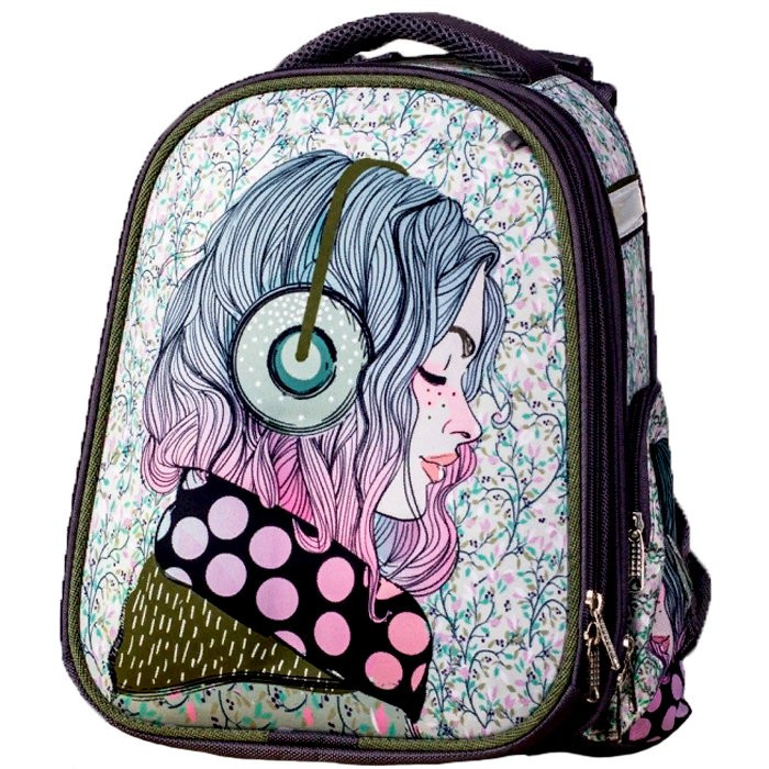 Ранец для девочки школьный (LeronBags) Денди  Девочка в наушниках 28х36х17см арт 0120-311/048