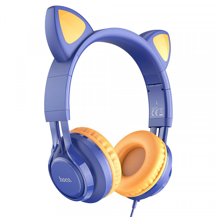 Наушники HOCO W36 Cat ear kids wireless headphones цв.синий