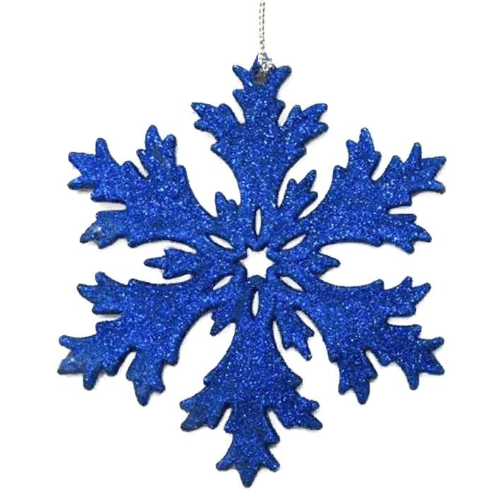 Украшение декоративное "Снежинка" 11,7см с глиттером синий арт.86761