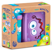 Набор посуды: ланч-бокс 0,98л.и стакан с крышкой 0,4л "Пластишка" сиреневый арт.431331403