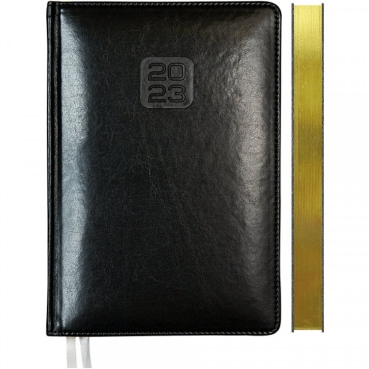 юЕжедневник А5 2023 к/з deVENTE "Bravo" черный, золот. срез 176л, 2 ляссе арт.2032308