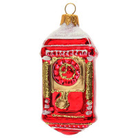 Украшение декоративное стекло 09см "Часы-тумба" красный п/у арт.ФУ-102/2/3
