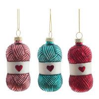 Украшение декоративное стекло "Моток ниток" 9,5см асс. арт.809769