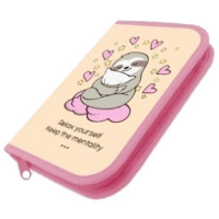 Пенал 1 отделение с 2 откидными планками (ЛИСТ-АРТ) Ленивец 130х210х35мм ткань арт.П2п-20-344т