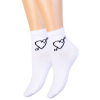 Носки женские арт.С1257 размер 23-25 хлопок72% полиамид 21% эластан 4% ПП 3% белый ассорти (Красная ветка)