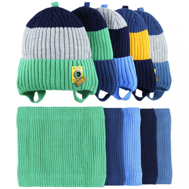 Комплект зимний для мальчика (Полярик) арт.E-01-25 размер 50-54 (шапка+снуд) цвет в ассортименте
