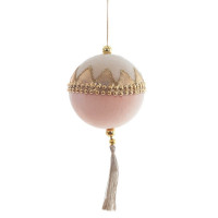 Украшение декор.подвесное текстиль (Бархат розовый Шар с кисточкой) 20см арт.811375