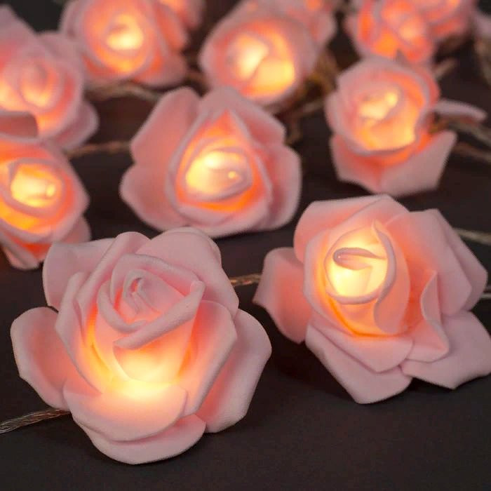 Гирлянда эл. д/дома нить 5м 20LED "Розы светло-розовые" цв.т.белый (с.провод) арт.3612371