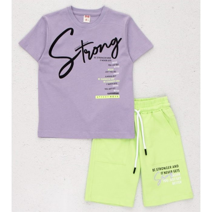 Комплект для мальчика арт.DMB 7432/7433 размер 32/128-44/164 (футболка+шорты) цвет лиловый