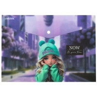 Папка-конверт на кнопке А4 (deVENTE) 180мкм Paris Girl арт.3079563