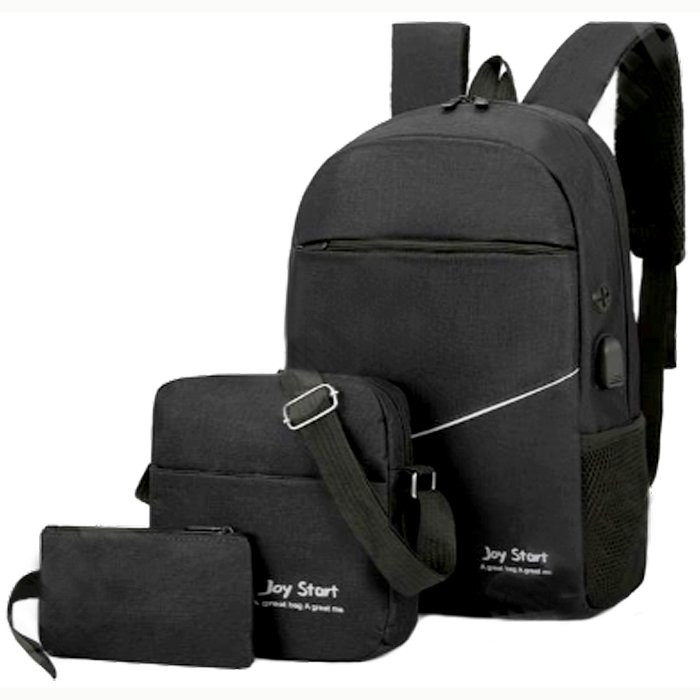Рюкзак для мальчиков (KAIXING) + сумка + кошелек черный 43х29х10см арт CC178_5050-1