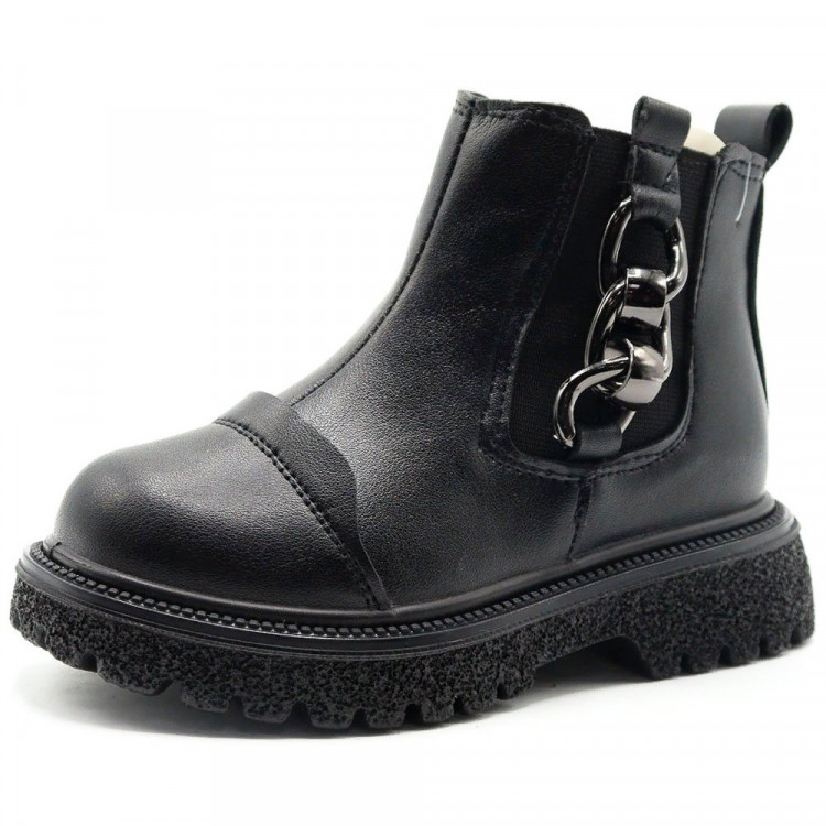Ботинки для девочки (Мышонок) черный верх-искусственная кожа подкладка - байка артикул jwg-C05-2A