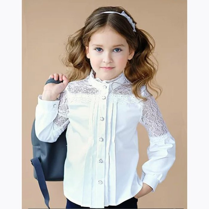 Блузка для девочки (Наша Дочка) длинный рукав цвет айвори арт.10817 размер 36/146