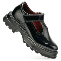 Туфли для девочки (ШАГОВИТА) черные верх-натуральная кожа лак подкладка-натуральная кожа размерный ряд 32-37 арт.23СМФ 63302