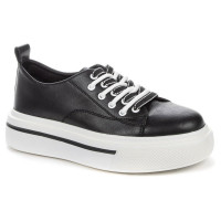 Кеды для девочки (KEDDO) цвет черный верх-искуственная кожа подкладка-текстиль  артикул 837186/01-02