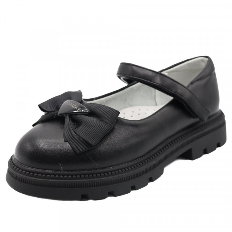 Туфли для девочки (Мышонок) черные верх-искусственная кожа подкладка- искусственная кожа артикул jwg-9061-7