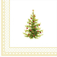 Салфетки бумажные 33*33см 3 слоя 20шт/уп. Bouquet "Новогодняя скатерть с ёлочкой" арт.25405