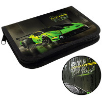 Пенал 1 отделение с откидной планкой (ОНИКС) ПКК 07-19 Зеленое авто 190х130мм ламиннированный картон