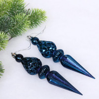 Украшение декор.подвеска пластик "Сосулька граненая" 17,8см 02шт/наб. цв.сапфир арт.916-1200