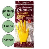 Перчатки  хозяйственные латексные  с х/б напылением Gloves "Для деликатной уборки" размер M арт.403-083  ЛУЧШАЯ ЦЕНА