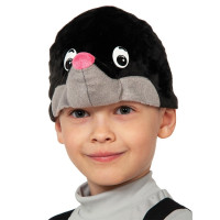 Маска-шапочка карнавальная плюш (ЖИВОТНОЕ) "Кротик" цв.черный/серый р.52-54 арт.4142