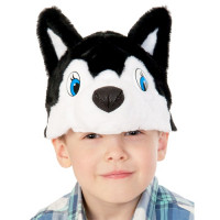 Маска-шапочка карнавальная плюш (ЖИВОТНОЕ) "Хаски" цв.черный/белый р.52-54 арт.4107