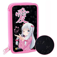 Пенал 2 отделения (ОНИКС) ПКК 11-19 Аниме с бабочкой 190х110мм ламинированный картон + 3D лак