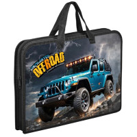 Сумка пластик А4 (Оникс) на молнии ручка-тесьма арт ПТ-14 Джип синий печать на пластике