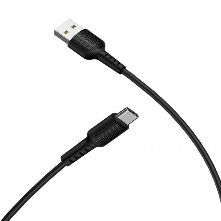 Кабель USB-Type-C Borofone BX16 Easy,1.0м,круглый,3.0A,силикон,цвет: чёрный