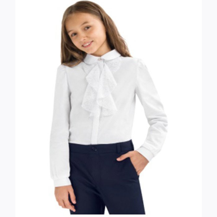 Блузка для девочки (СМЕНА) длинный рукав цвет белый арт.18c720-00 размер 40/158